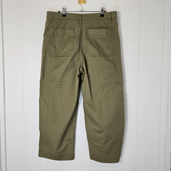 Quince Wide Leg Crop Pants Olive Green Army Green EUC Size 32 - Picture 2 of 10